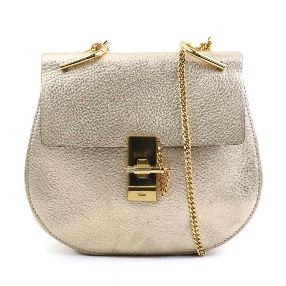 Chloe Drew Leather Shoulder Bag Gold